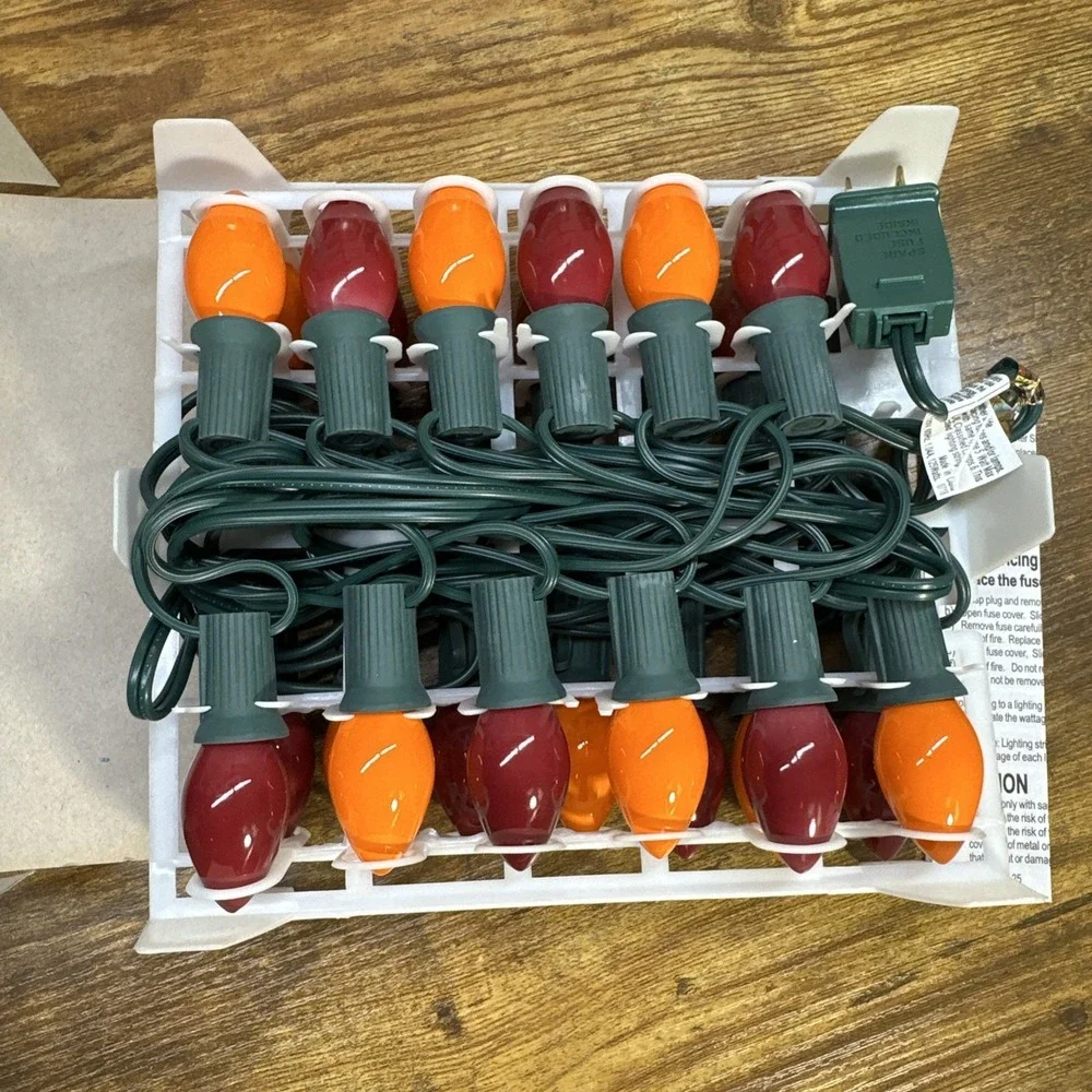 Virginia Tech Christmas Lights C7 Lights 25 Ct Hokies VT Set Of 2 50 Lights WORK